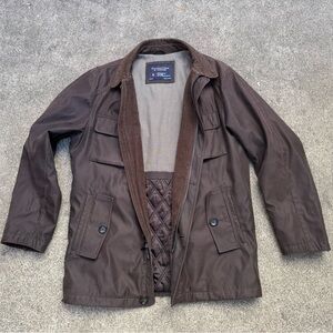 Roundtree & Yorke Workwear Chore Coat Size M Brown Barn Field Jacket Dmg Zipper